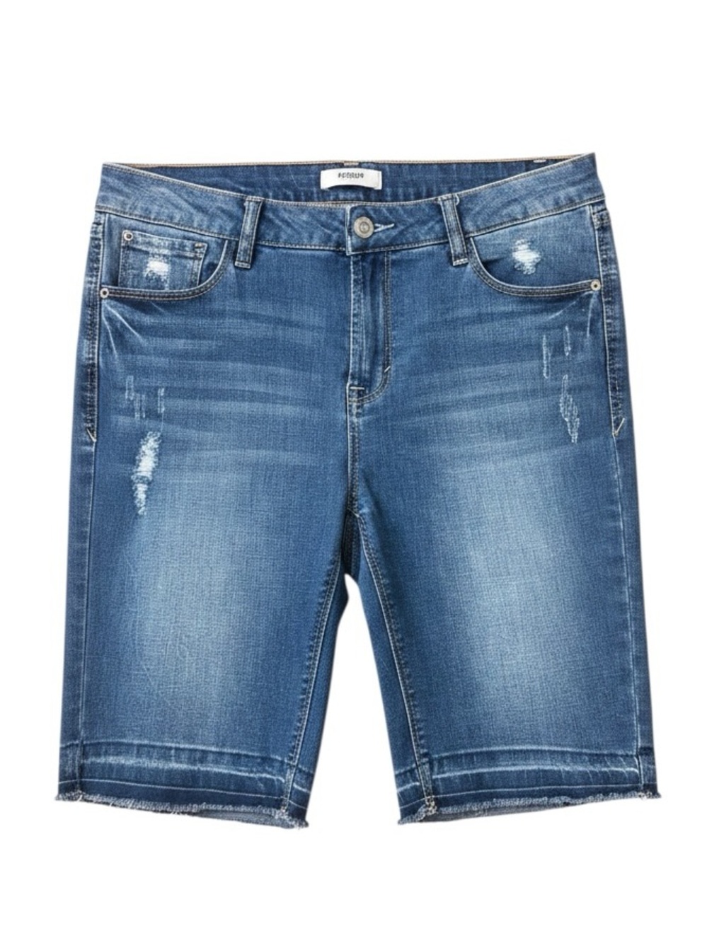Kensie Lightly Distressed Denim Bermuda Shorts Women’s Size 8